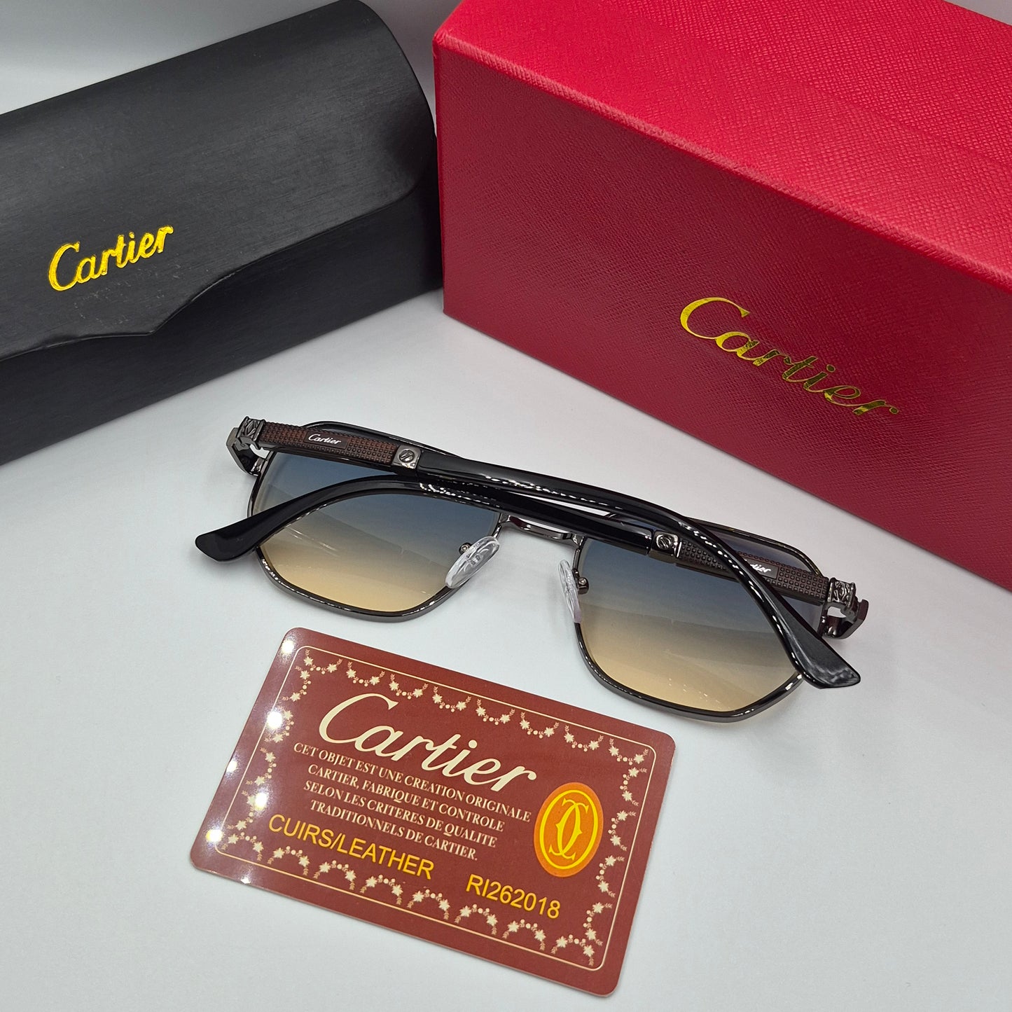Solaires: CARTIER santos gris noir bleu sunrise