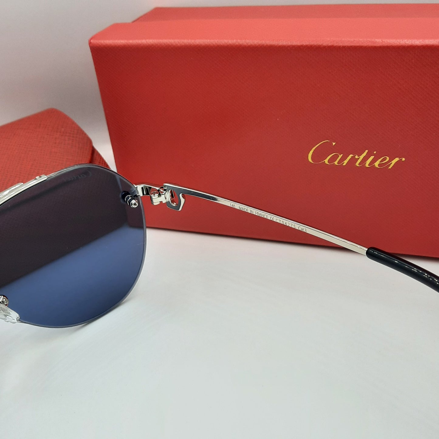 Solaires: CARTIER semi percé CT0427S argenté