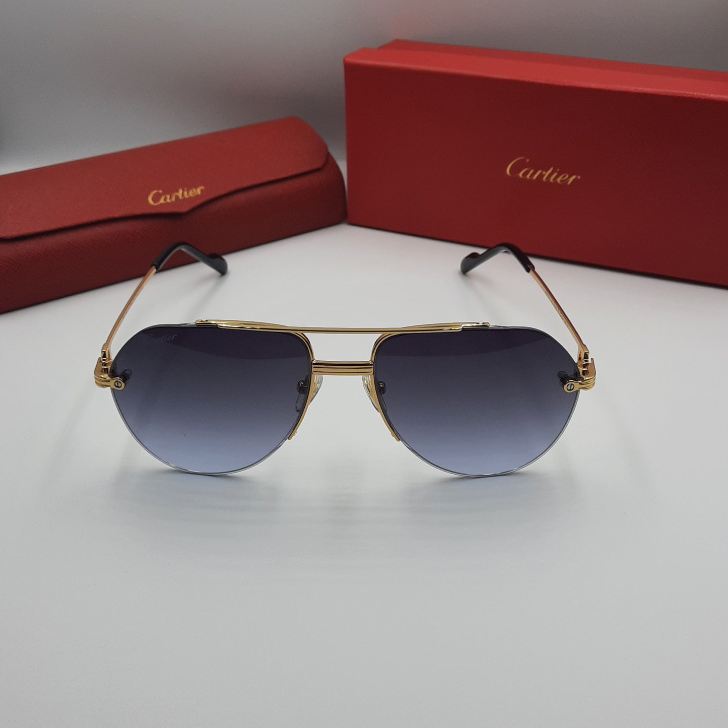 Solaires: CARTIER semi percé CT0427S doré noir