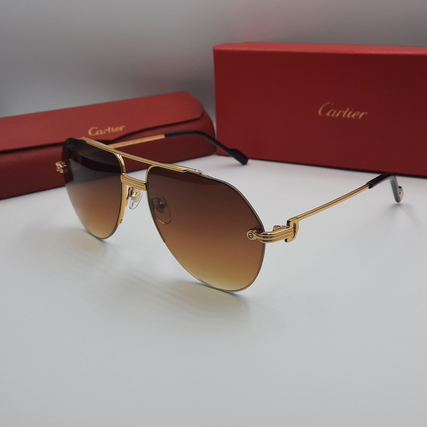 Solaires: CARTIER semi percé CT0427S doré marron