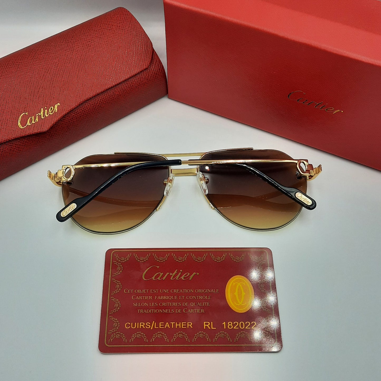 Solaires: CARTIER semi percé CT0427S doré marron
