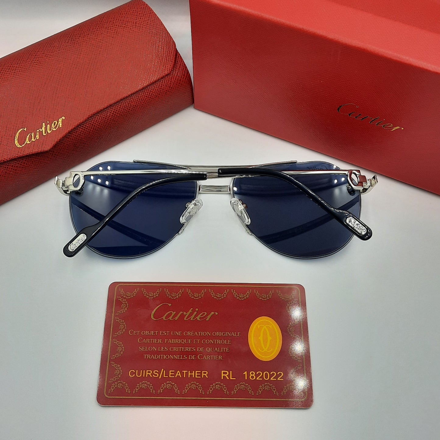 Solaires: CARTIER semi percé CT0427S argenté