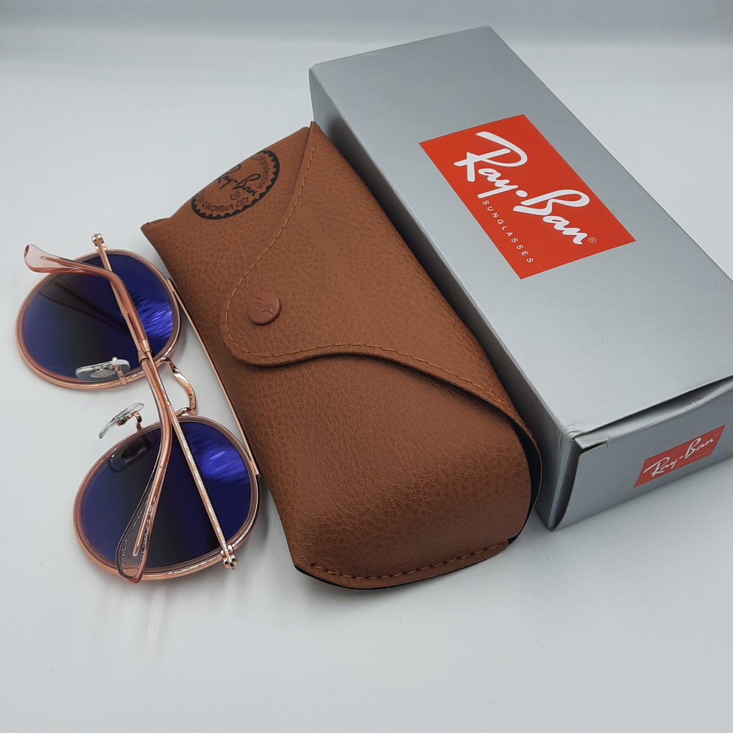 Solaires: RAYBAN round double bridge RB-3647 Rose gold /marron