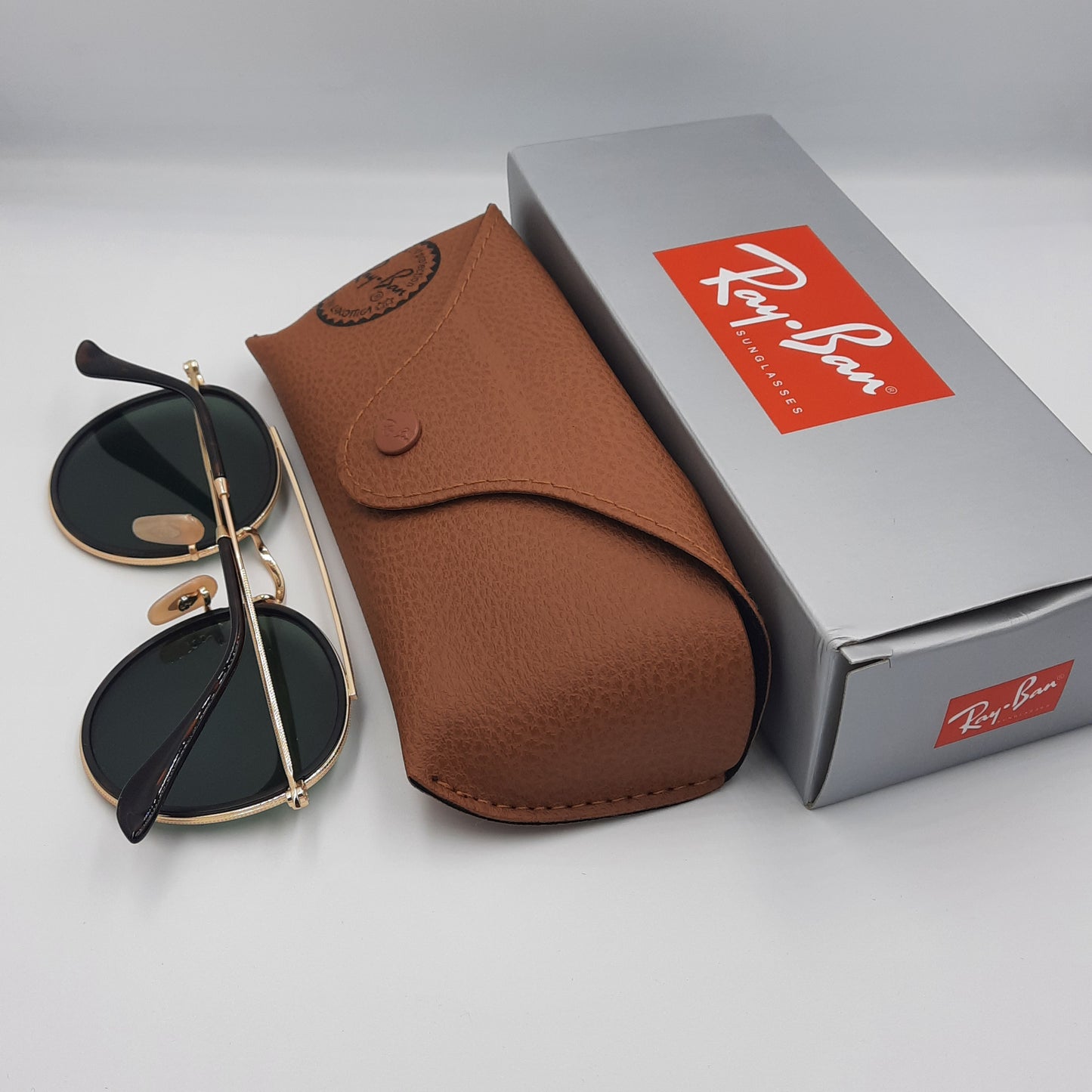 Solaires: RAYBAN round double bridge RB-3647 Gold/Vert