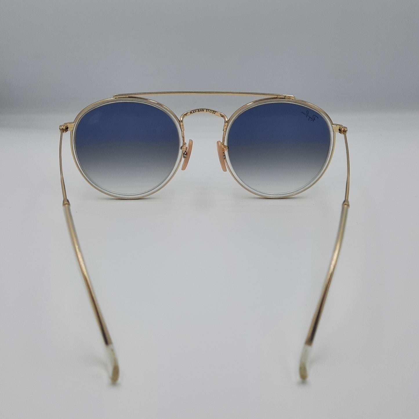 Solaires: RAYBAN RB-3647 round double bridge Gold/Bleu ciel dégradé