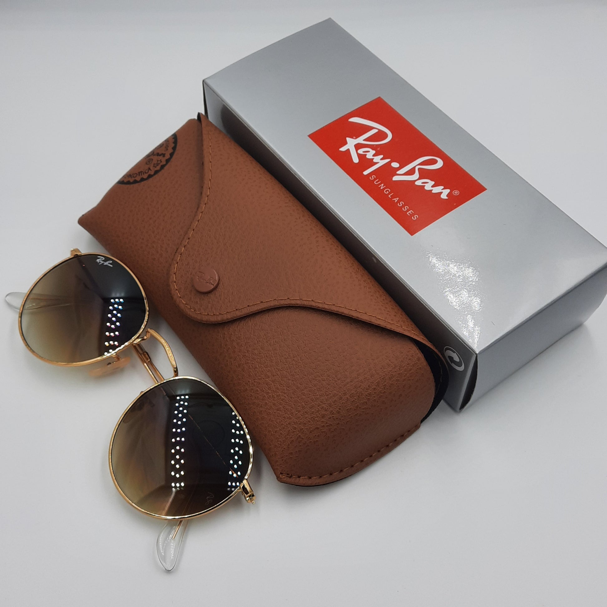 Solaires:  RAYBAN RB-3447 ROUND doré/marron deg rond MAROC