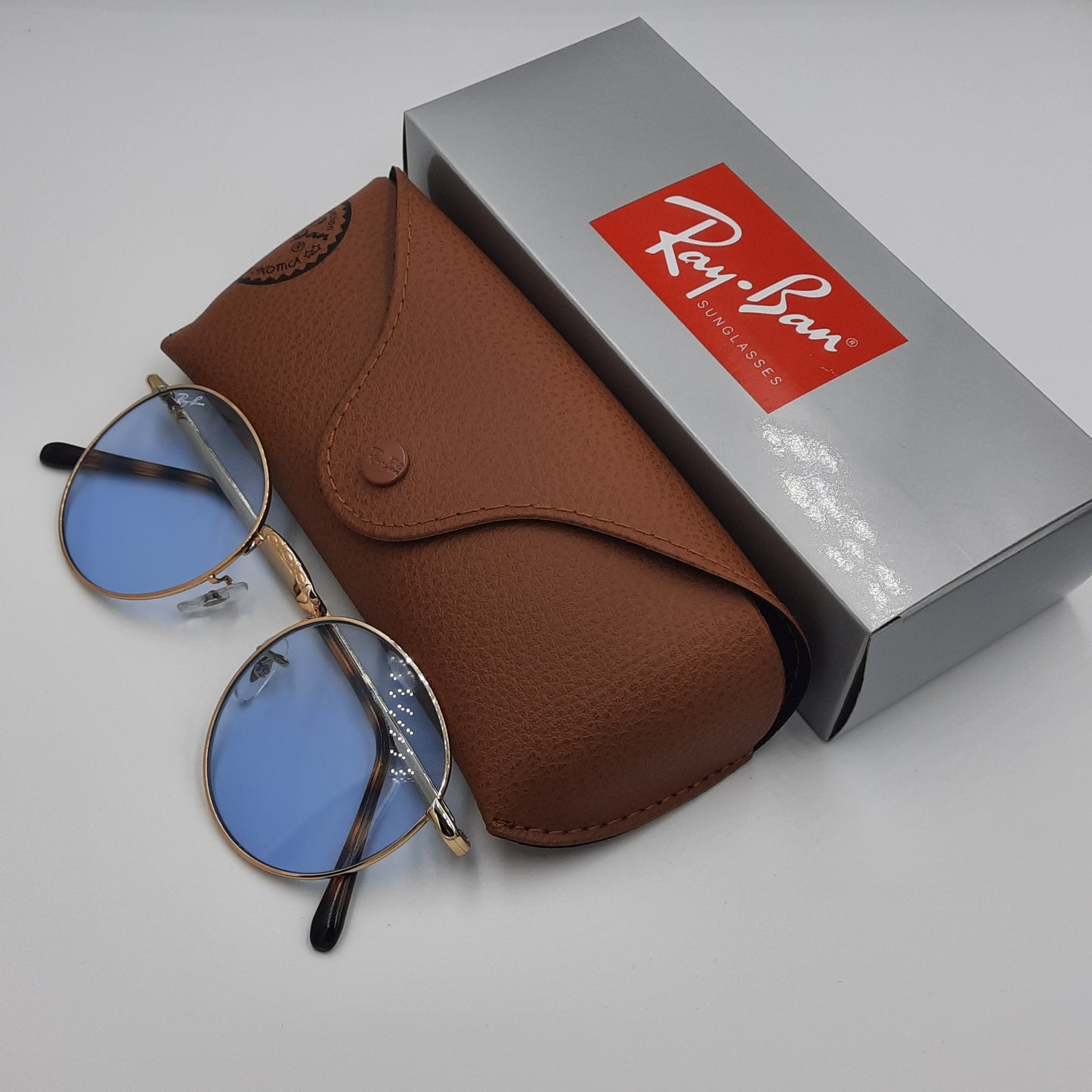 Solaires:  RAYBAN RB-3637 NEW ROUND gold/bleu jour/nuit