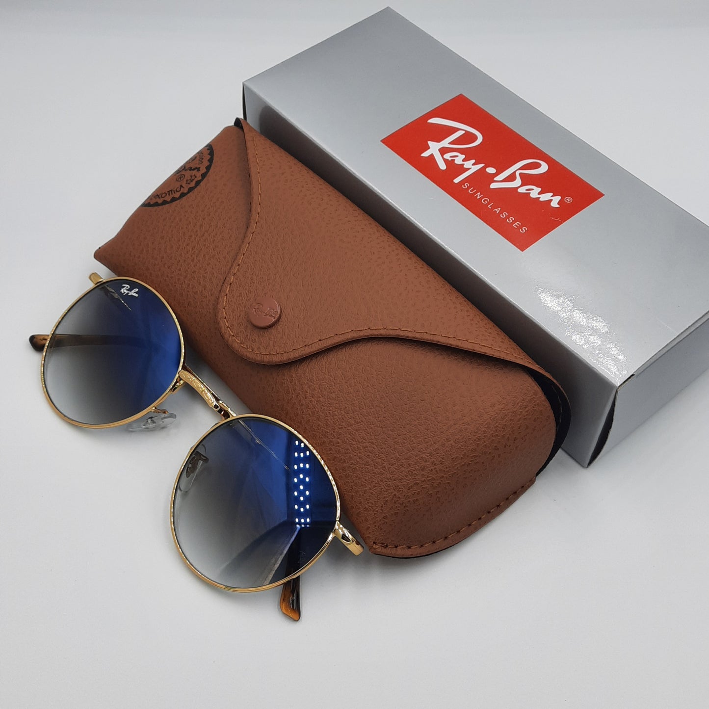 Solaires:  RAYBAN RB-3637 NEW ROUND gold/bleu dégradé rond