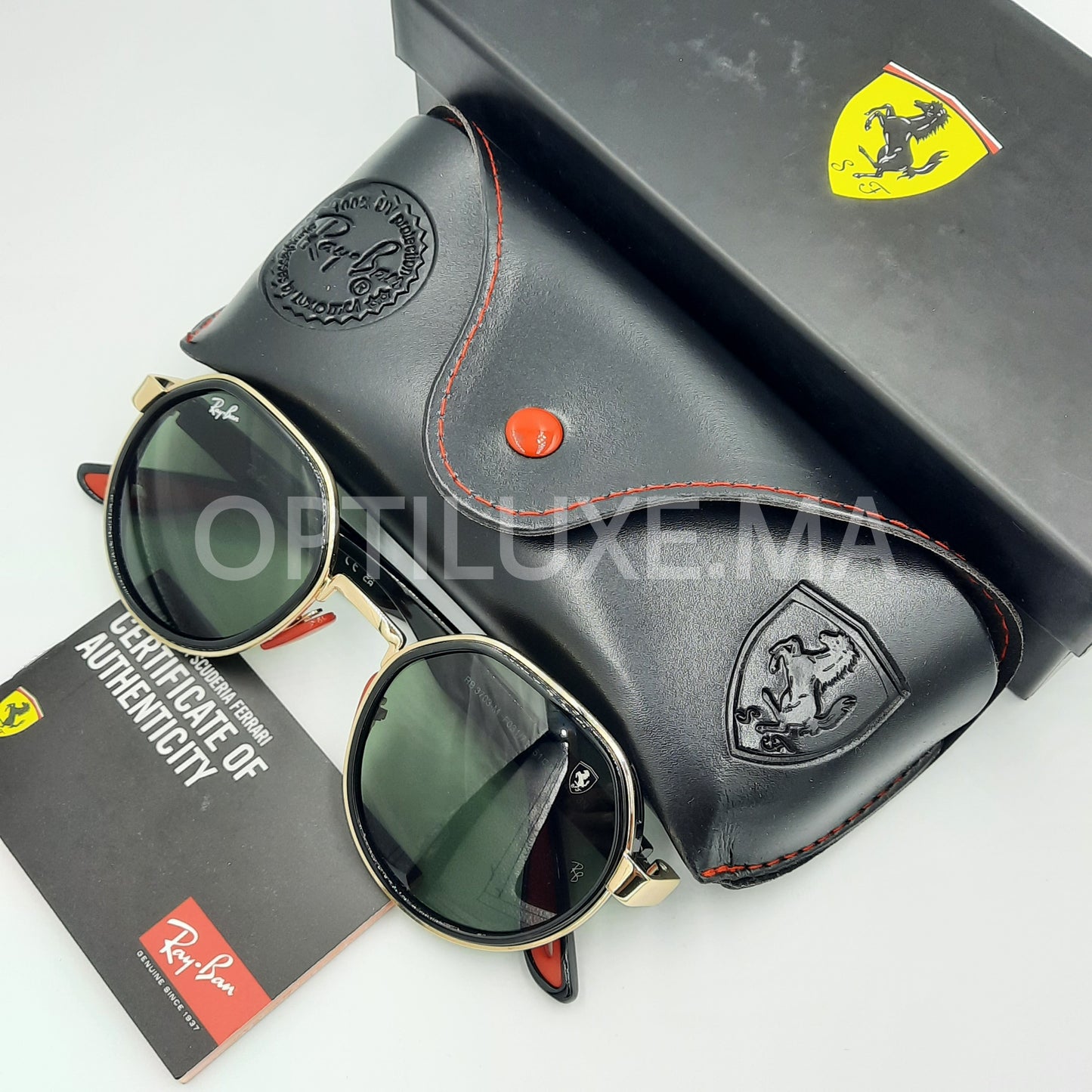 Solaires: RAYBAN FERRARI RB-3703 Noir/Doré/vert/rouge maroc acheter en ligne