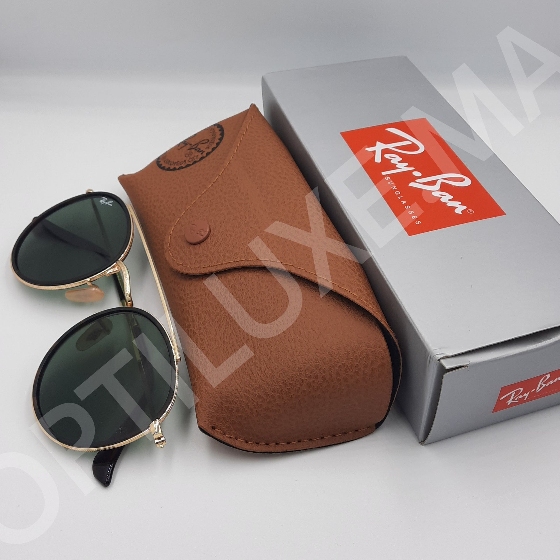 Solaires: RAYBAN RB-3647 Gold/Vert  round double bridge maroc