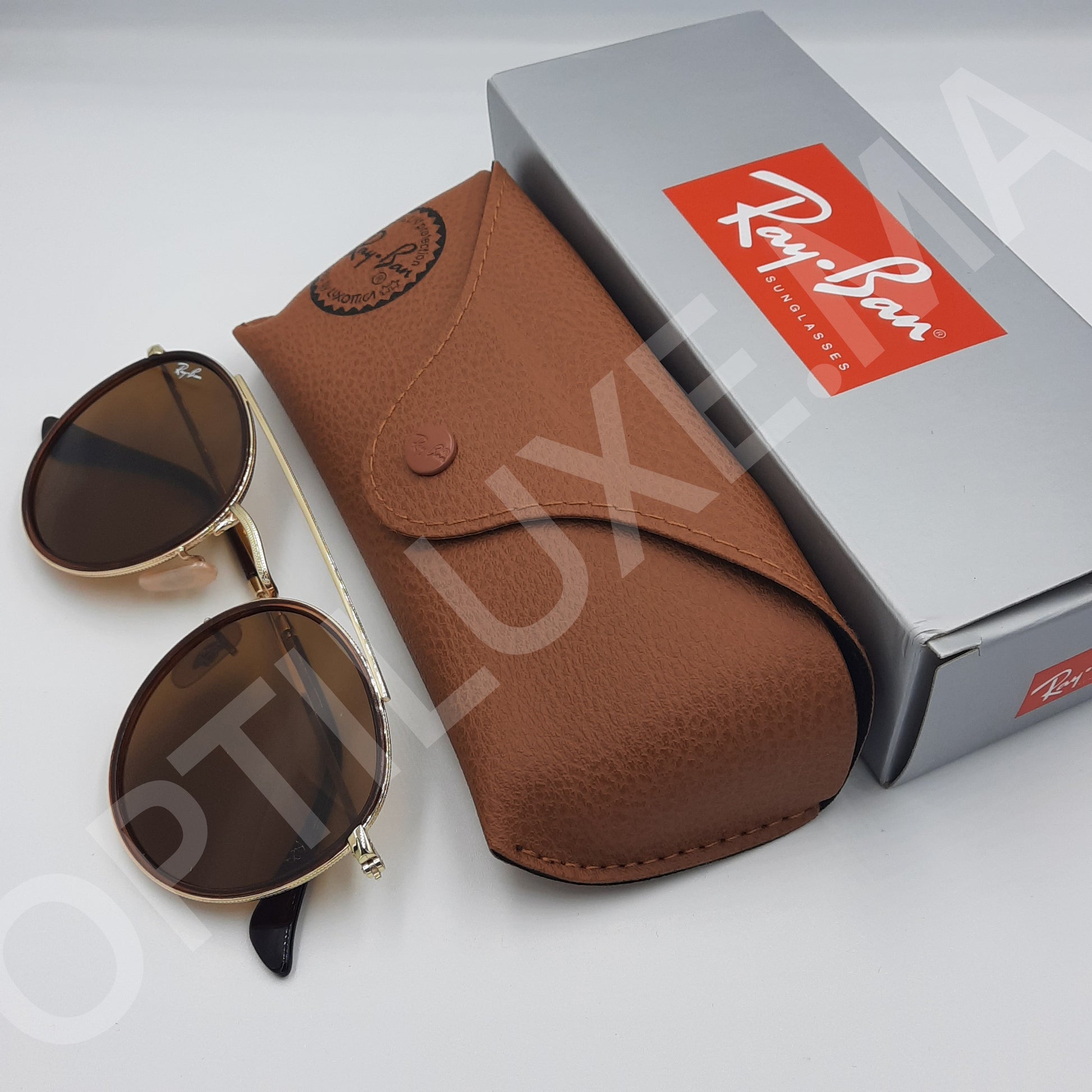 RAYBAN round double bridge RB-3647 Dorée/marron maroc