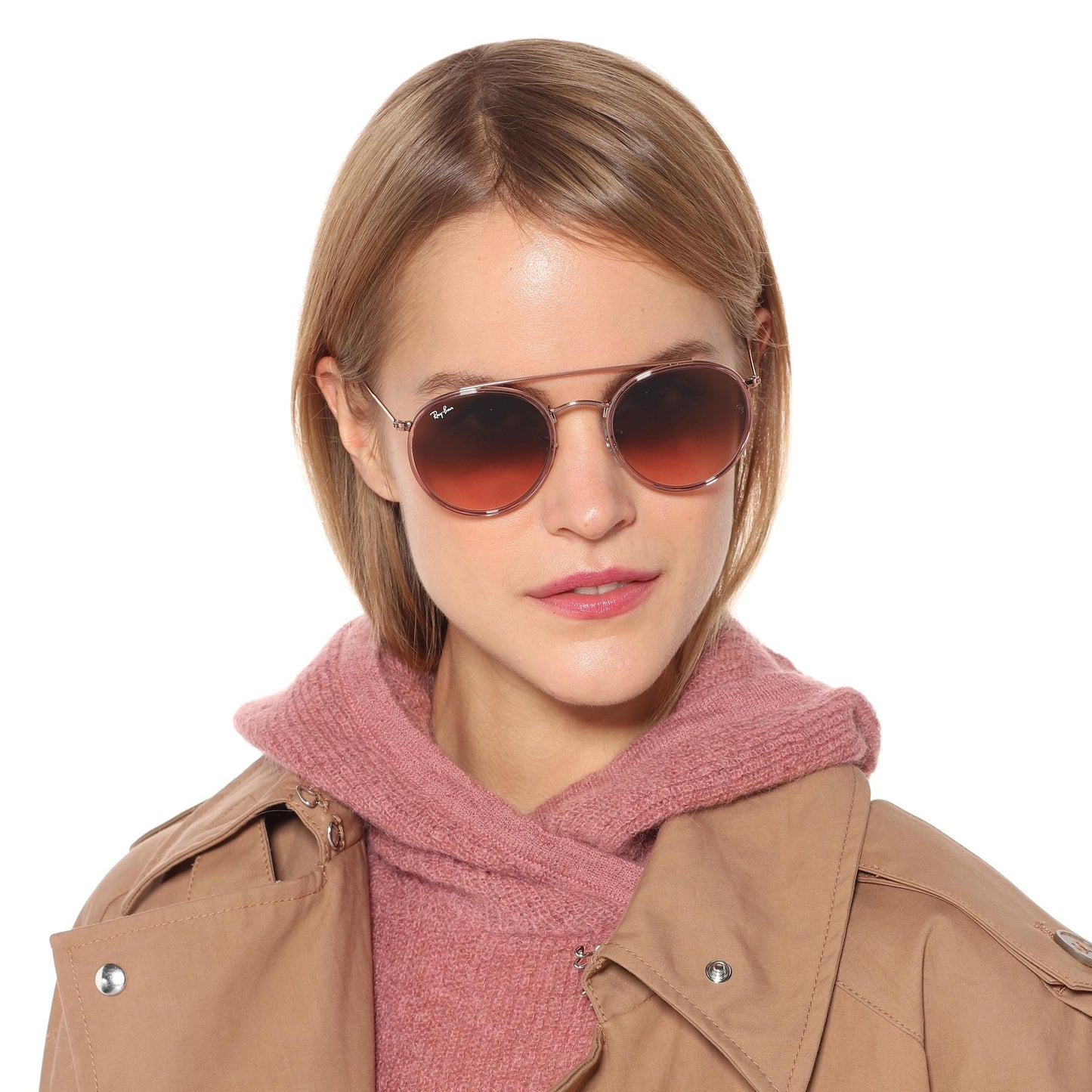 Solaires: RAYBAN round double bridge RB-3647 Rose gold /marron