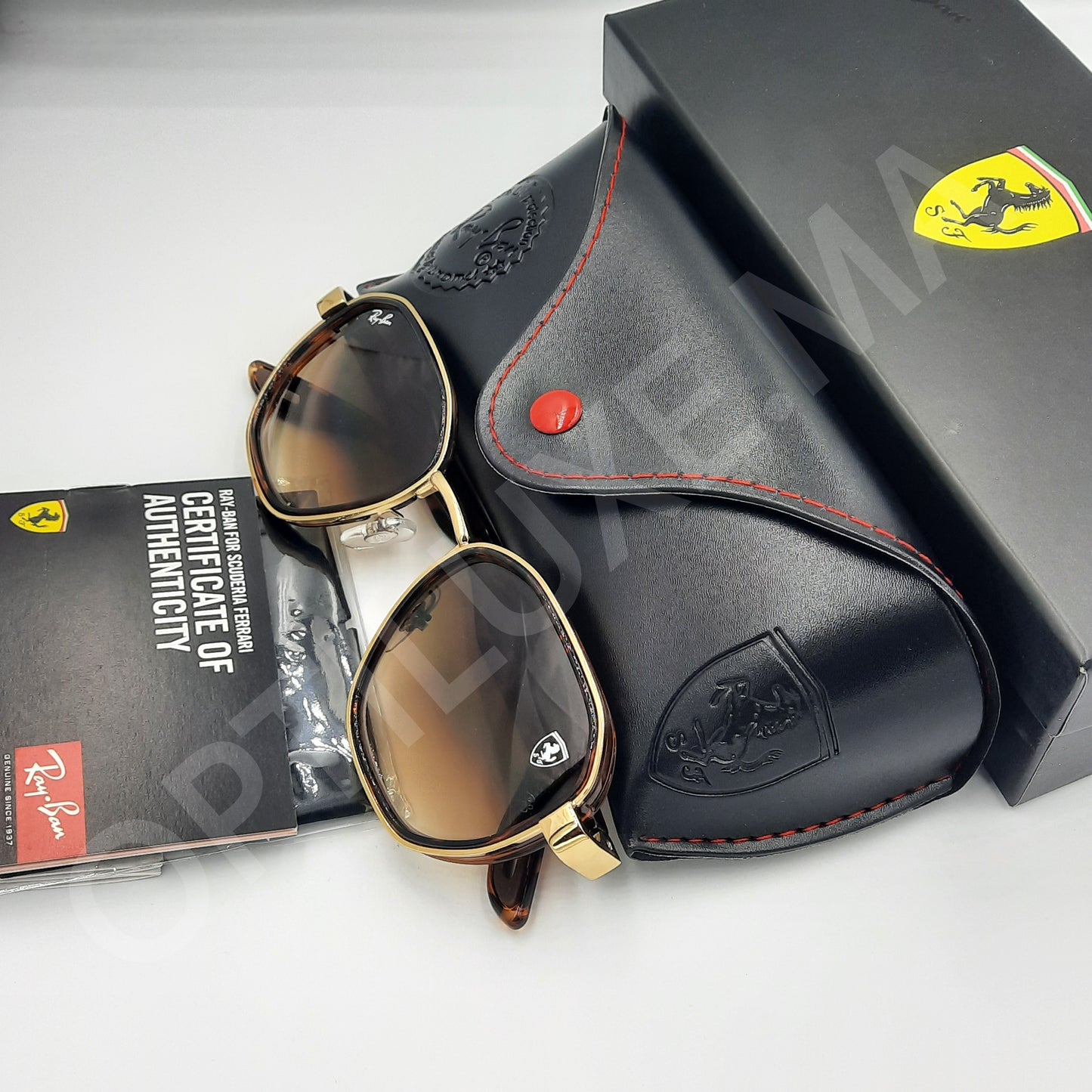 Solaires: RAYBAN FERRARI RB-3674 Doré/tigré/marron dégradé