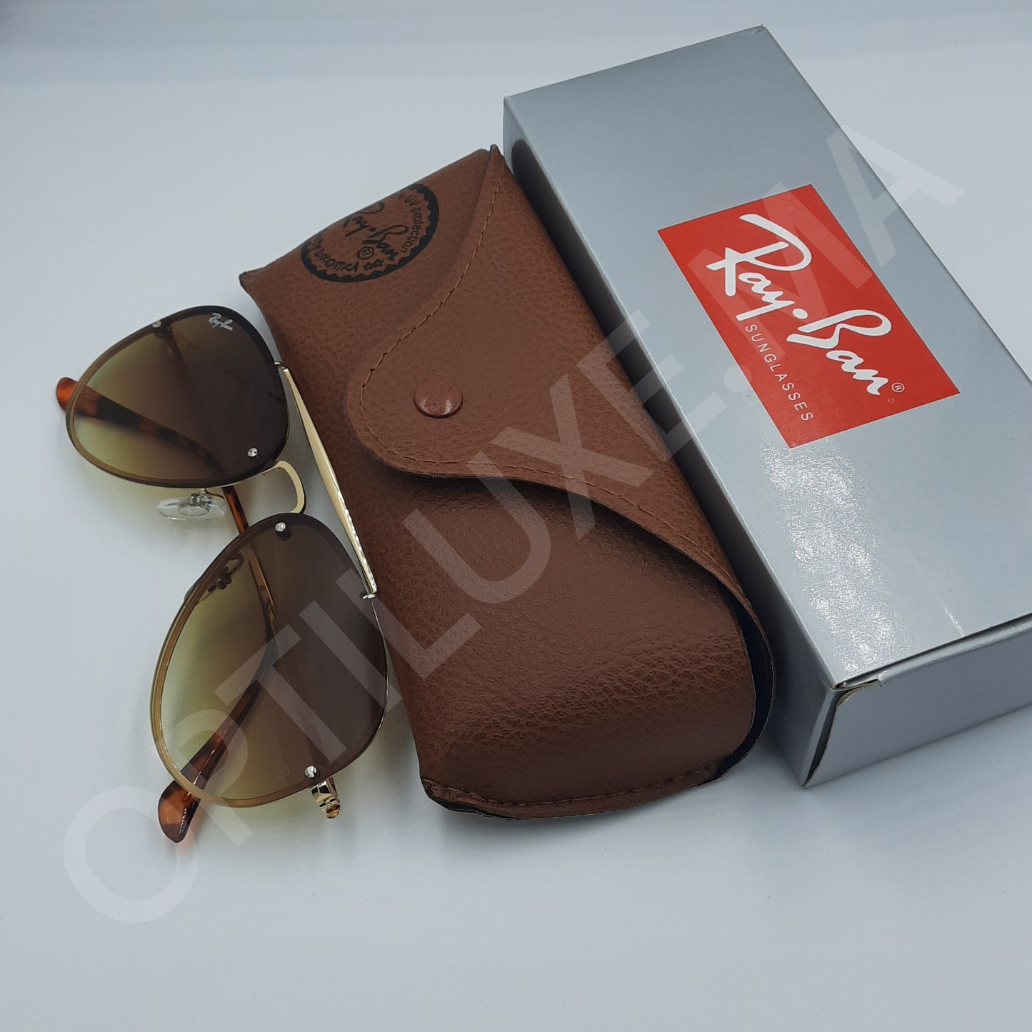 Solaires: RAYBAN BLAZE AVIATOR  RB3584  Doré/ marron dégradé