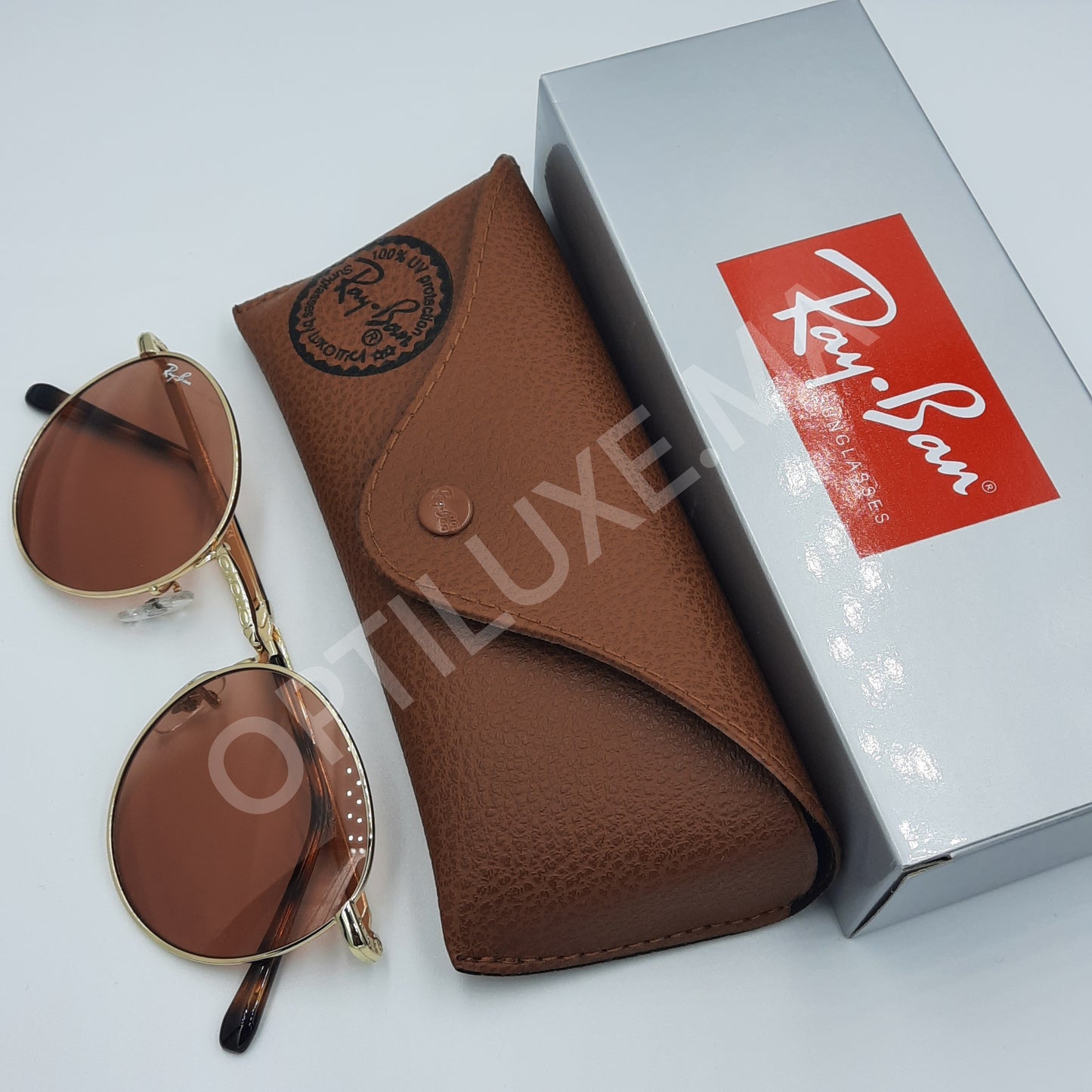 Solaires:  RAYBAN RB-3637 NEW ROUND Gold/Saumon rond