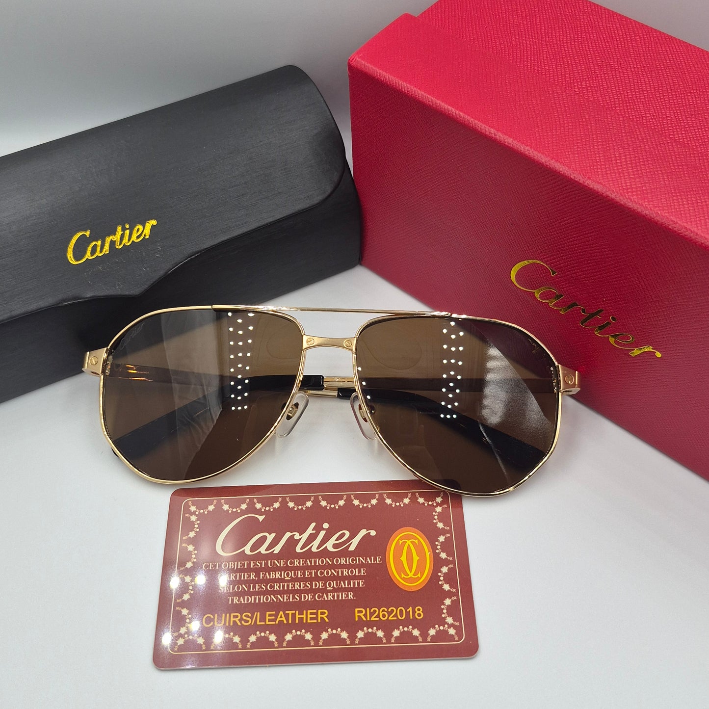 Solaires: CARTIER SANTOS CT0461S doré marron
