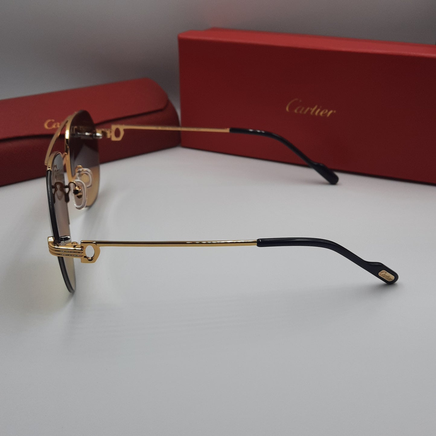 Solaires: CARTIER semi percé CT0427S doré marron