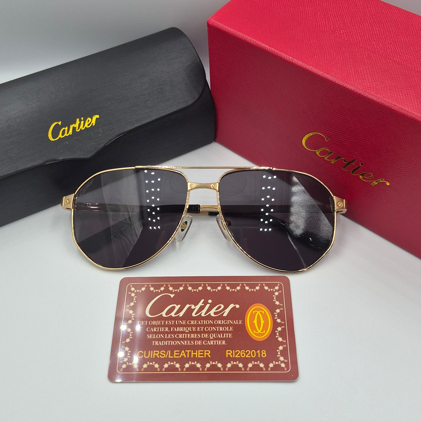 Solaires: CARTIER SANTOS CT0461S doré noir