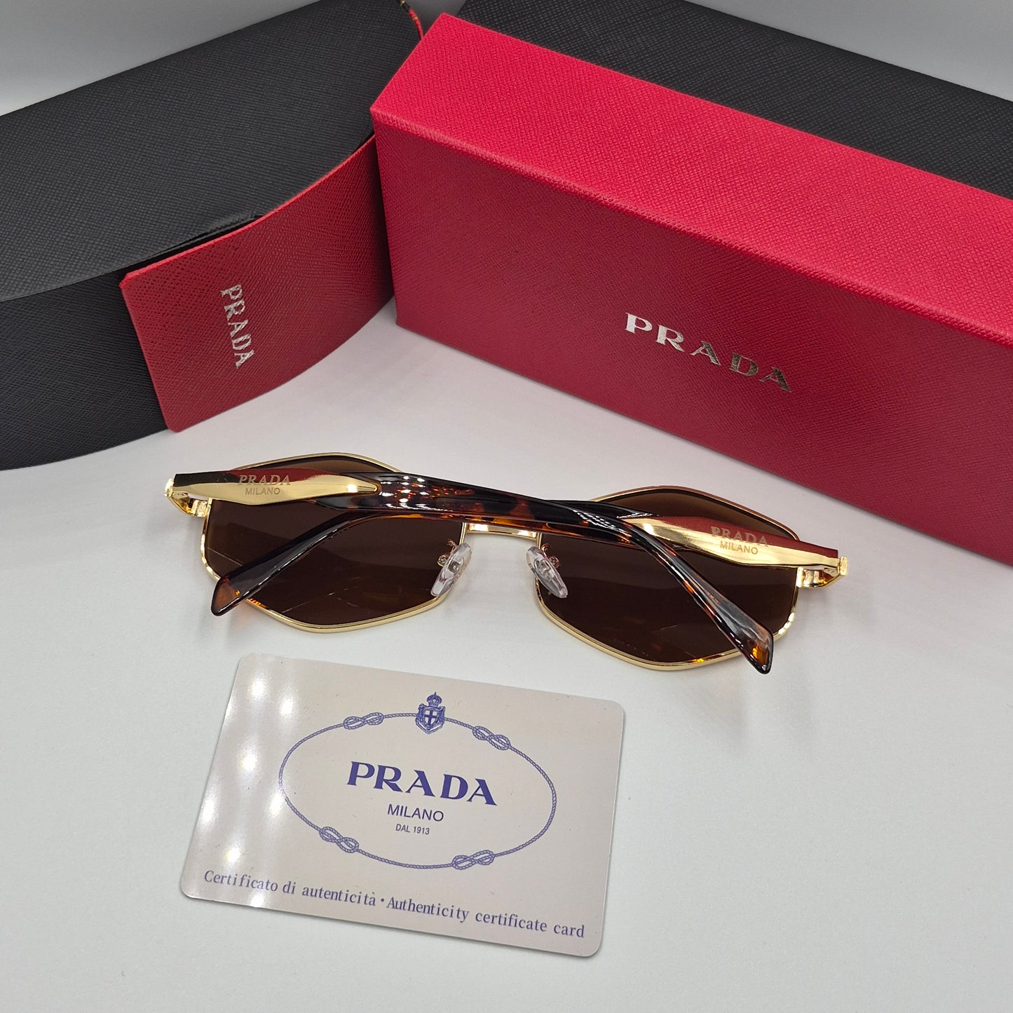Solaires: PRADA  doré marron havane