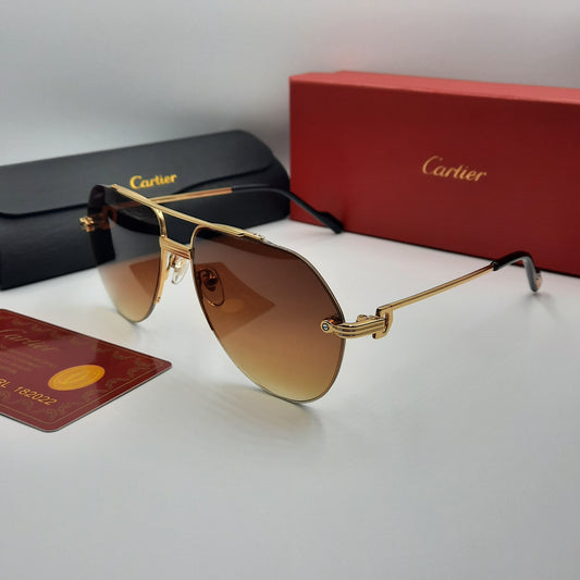 Solaires: CARTIER semi percé CT0427S doré marron