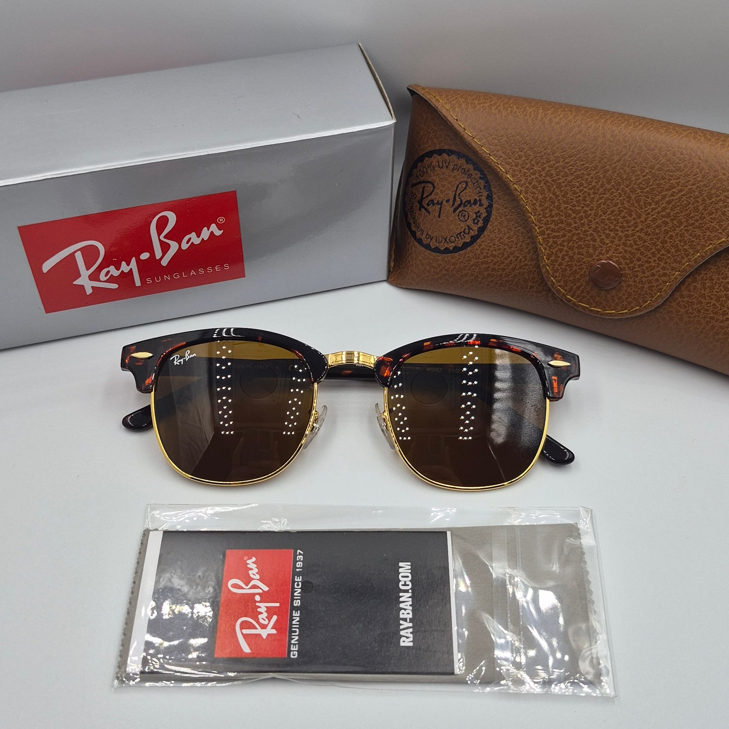 Solaires: Clubmaster RB-3016 Mr/Gold/Havane