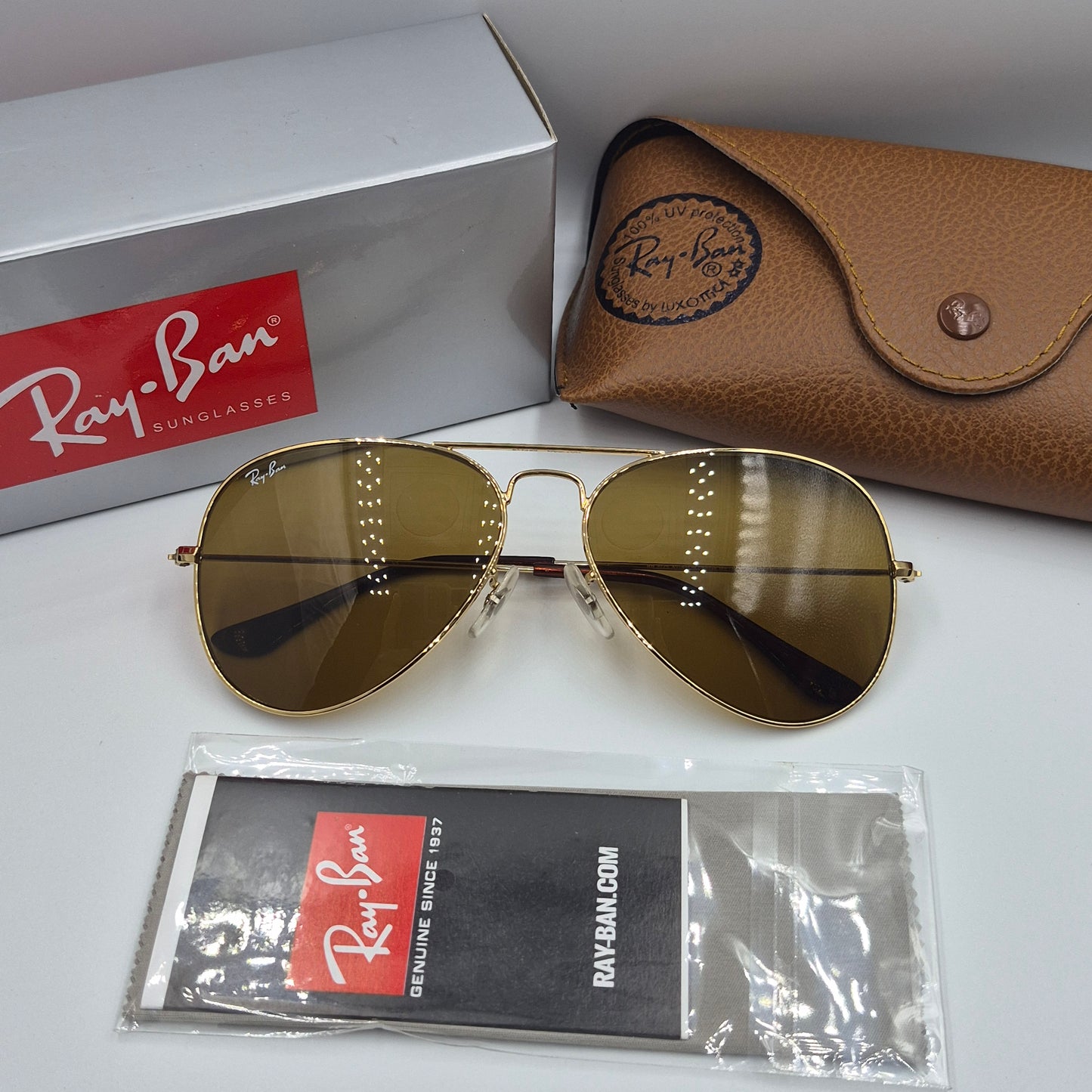 Solaires:  RAYBAN AVIATOR CLASSIC RB-3025 doré/marron