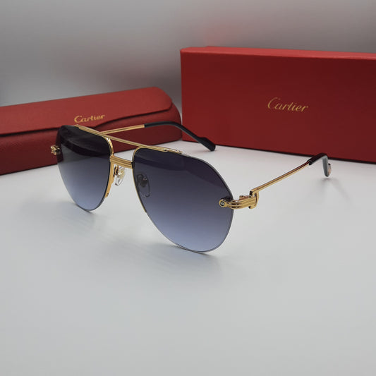 Solaires: CARTIER semi percé CT0427S doré noir