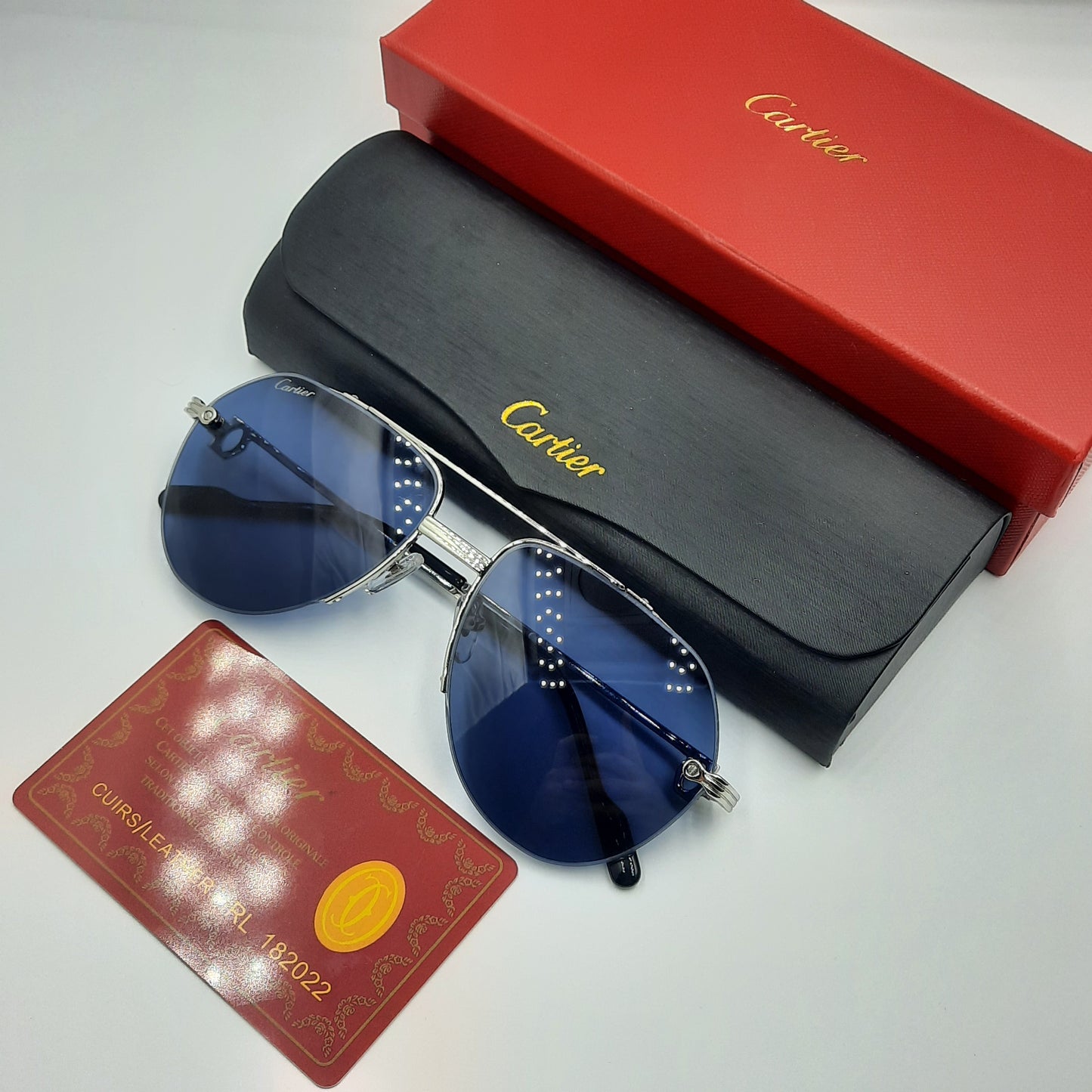 Solaires: CARTIER semi percé CT0427S argenté