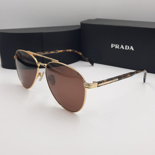 Solaires: PRADA SPRA58 doré marron havane