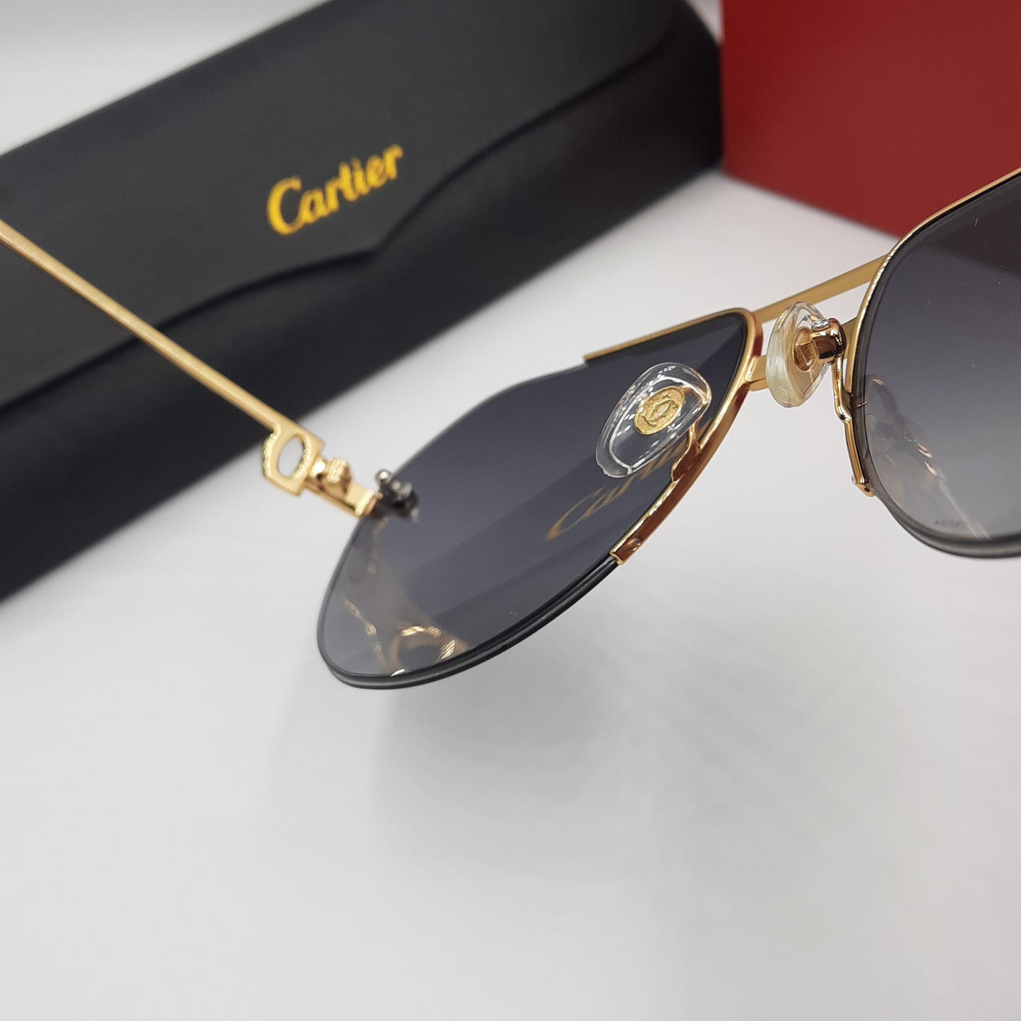 Solaires: CARTIER semi percé CT0427S doré noir