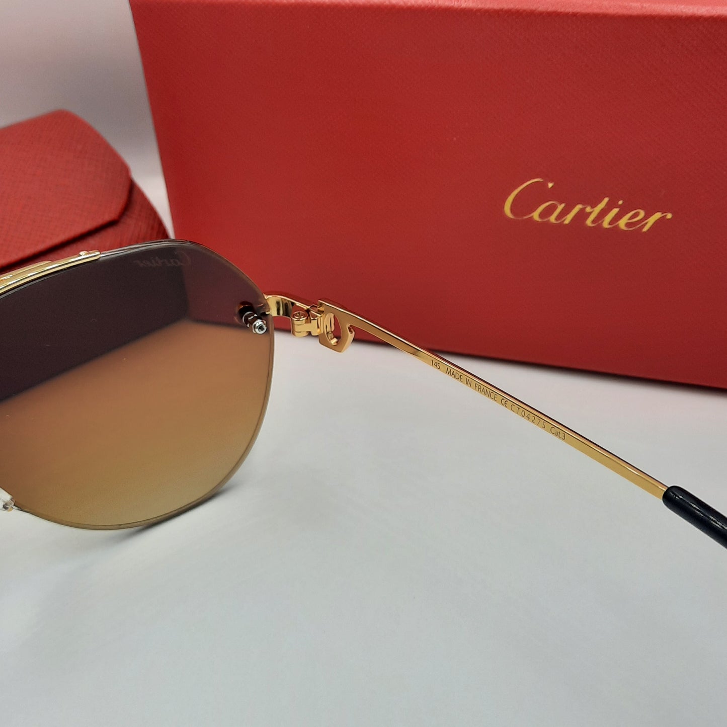 Solaires: CARTIER semi percé CT0427S doré marron