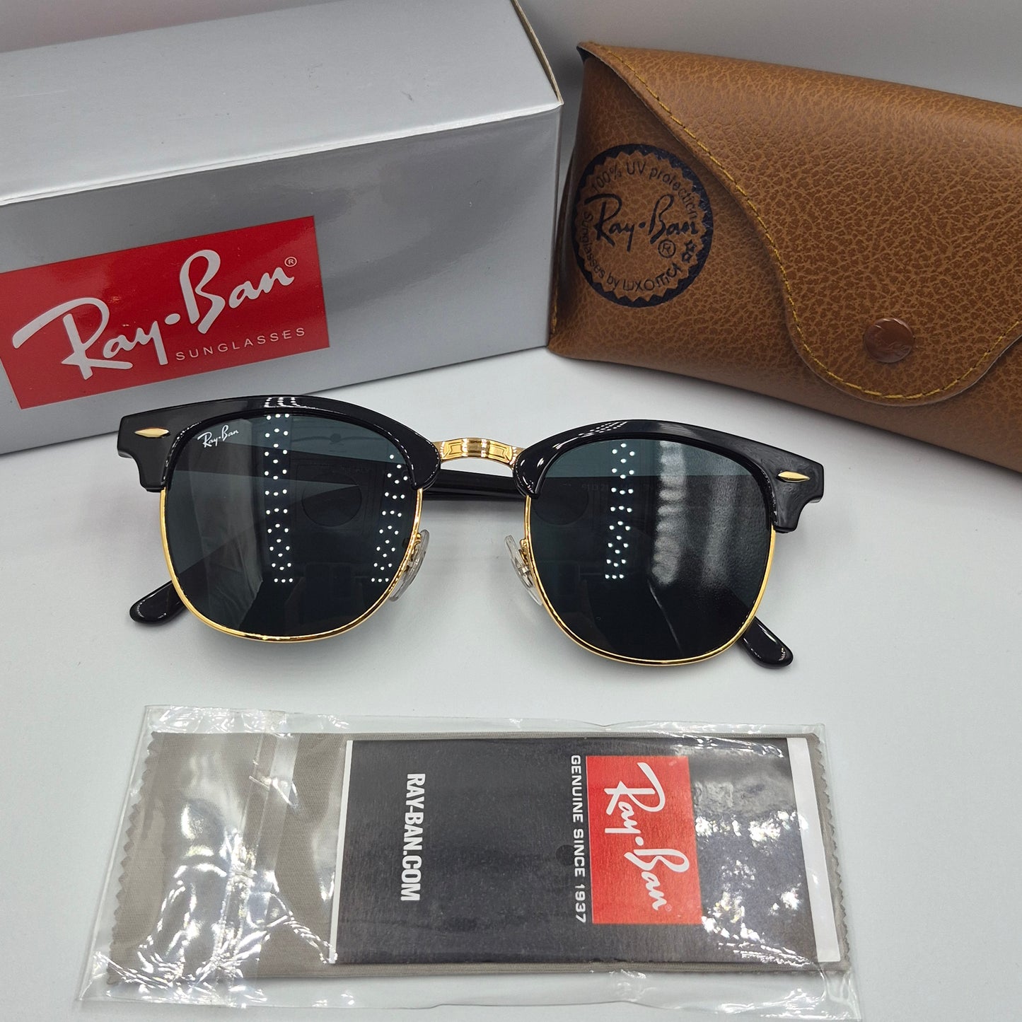 Solaires: Clubmaster RB-3016 Noir/doré
