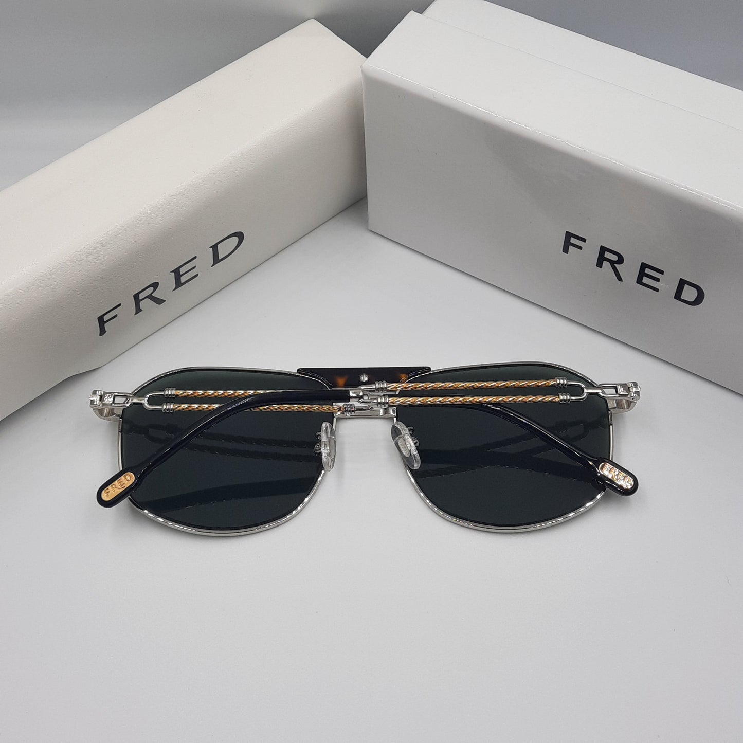 Solaires: FRED FG40044U doré argent vert