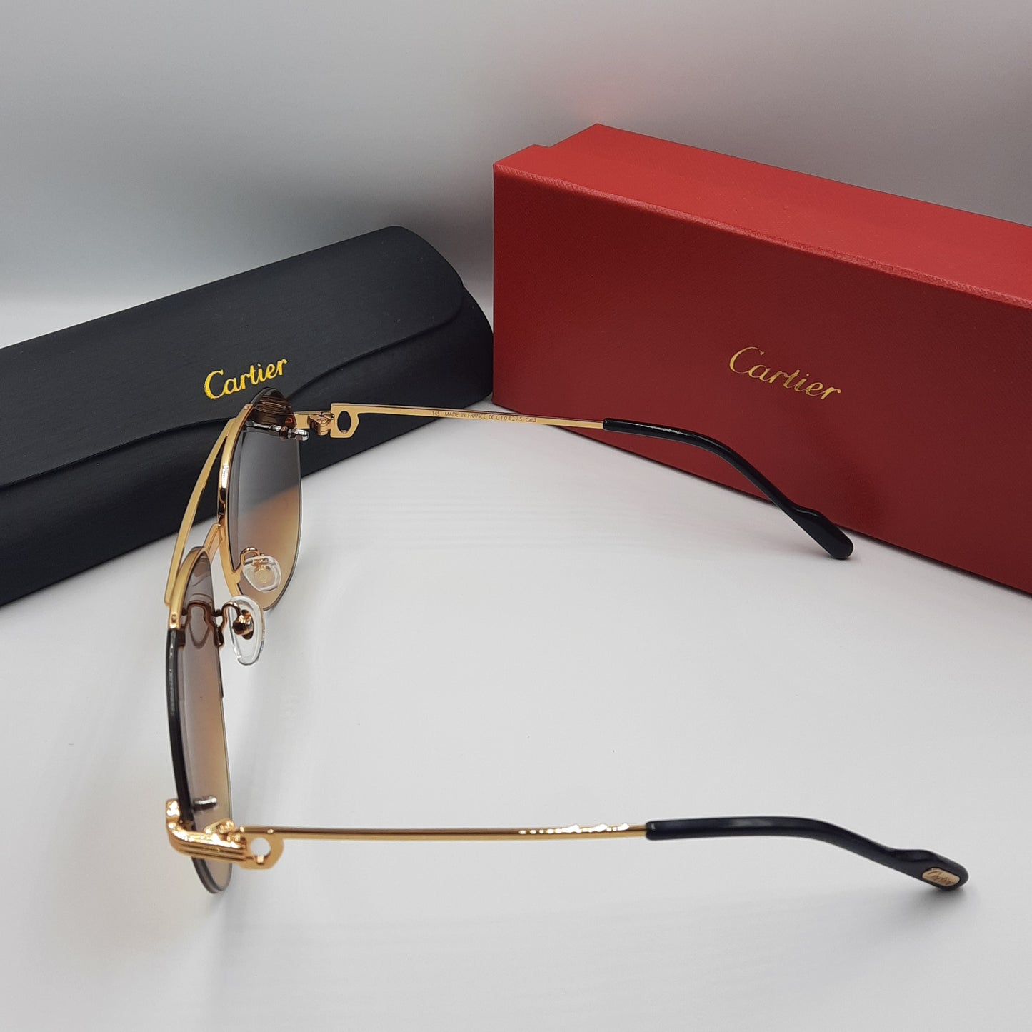 Solaires: CARTIER semi percé CT0427S doré marron