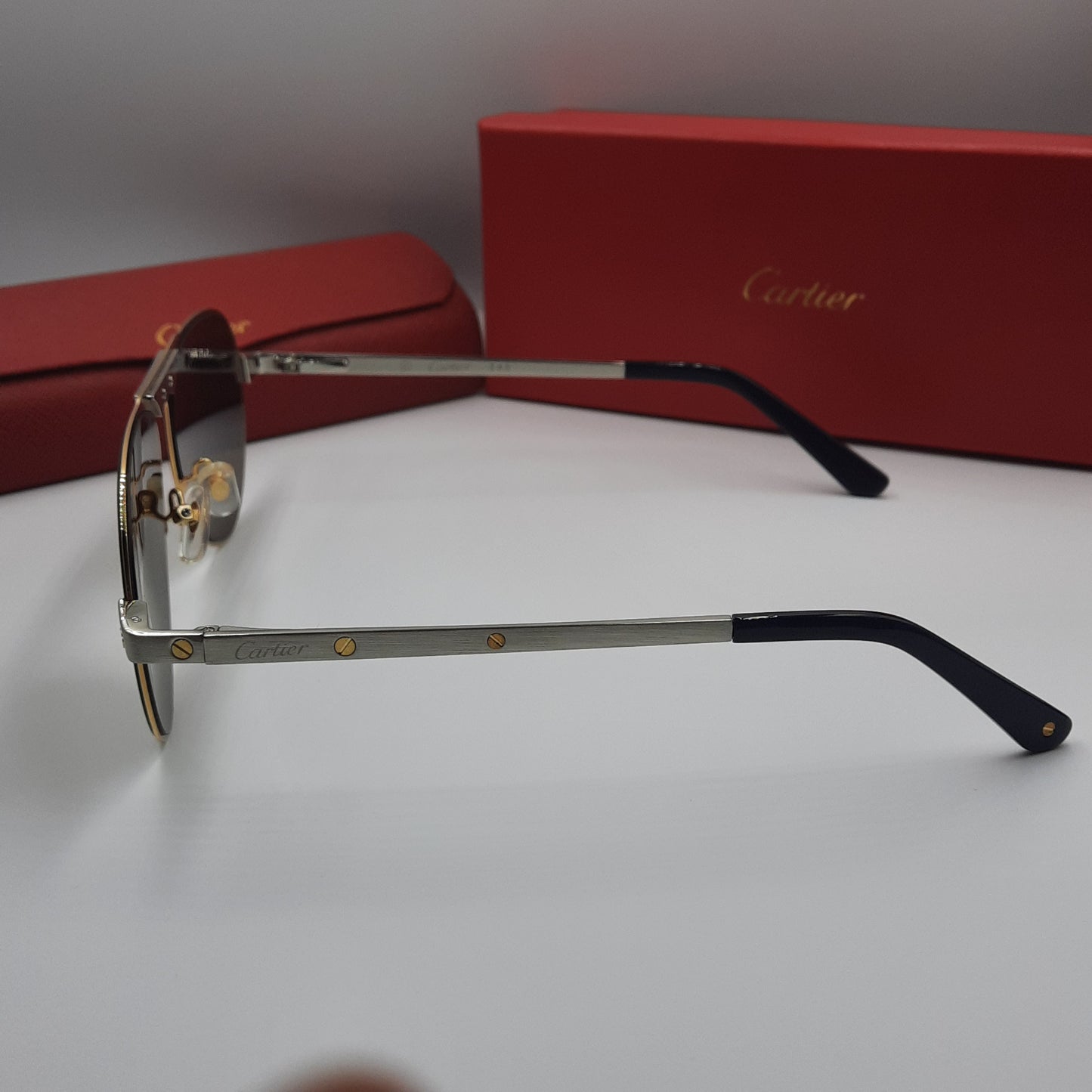 Solaires: CARTIER SANTOS CT0533S argenté doré marron