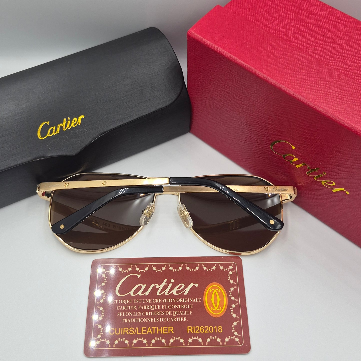 Solaires: CARTIER SANTOS CT0461S doré marron