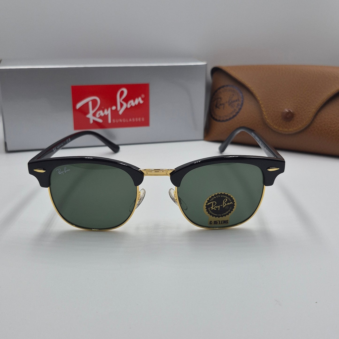 Solaires: Clubmaster RB-3016 Noir/Or/Vert