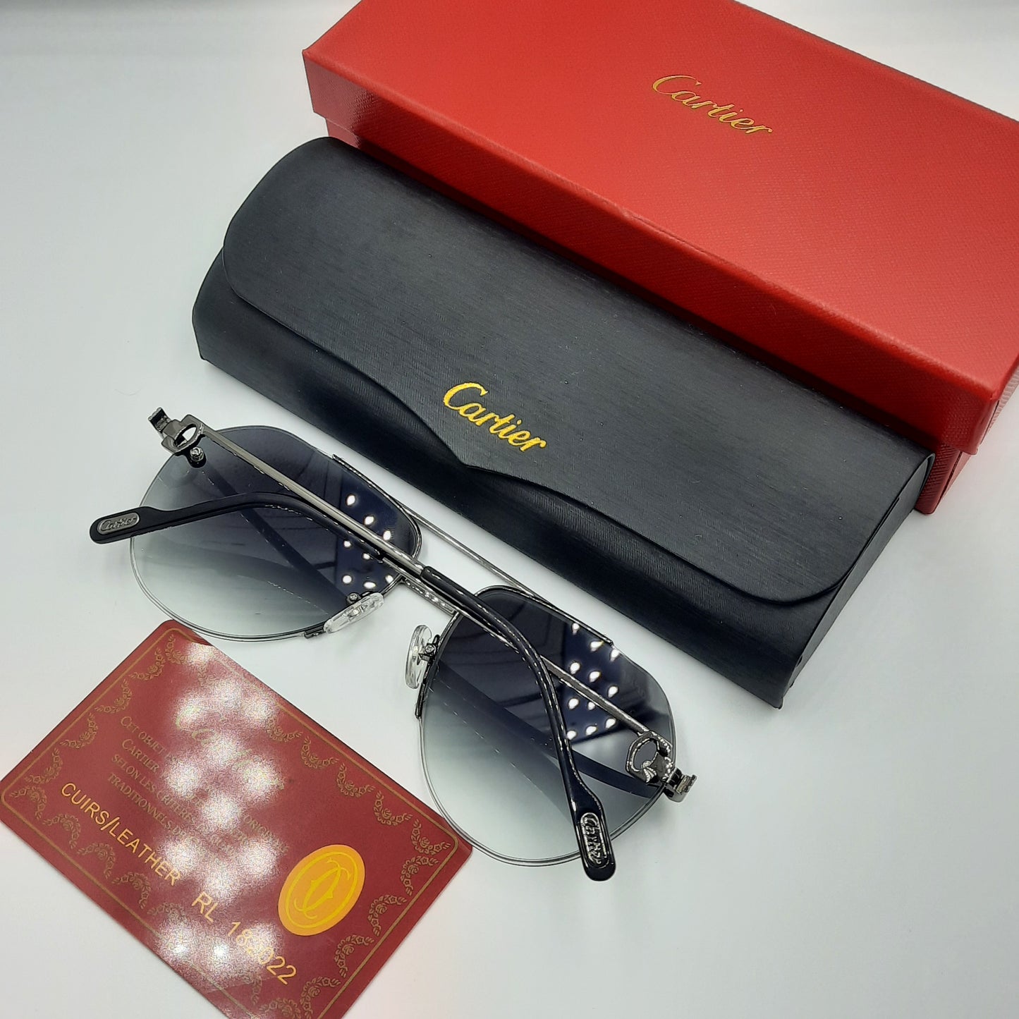 Solaires: CARTIER semi percé CT0427S noir