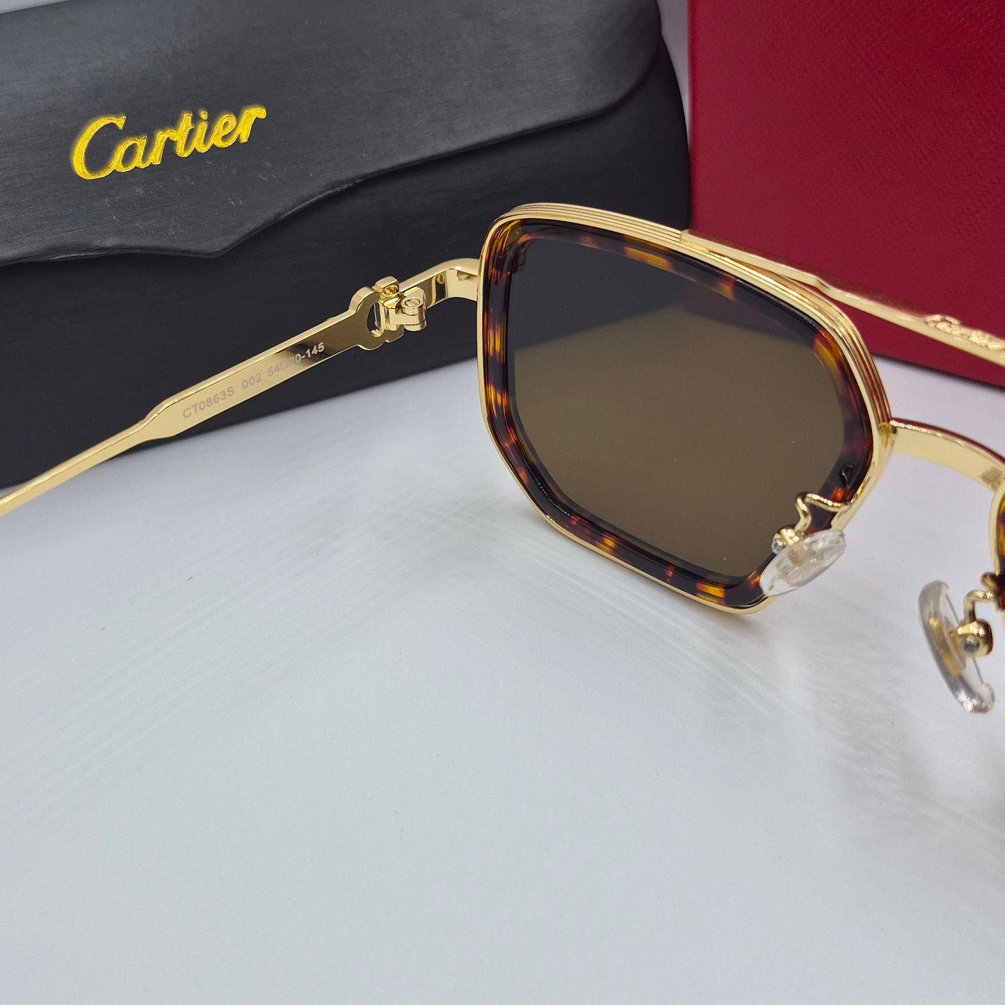 Solaires: CARTIER CT0863S doré marron havane
