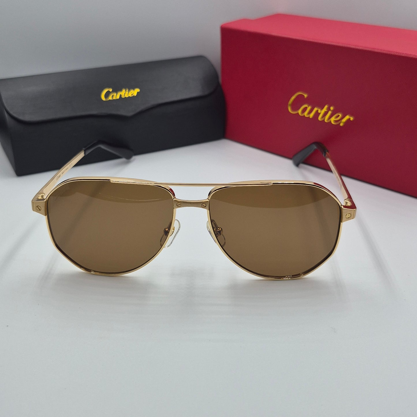 Solaires: CARTIER SANTOS CT0461S doré marron