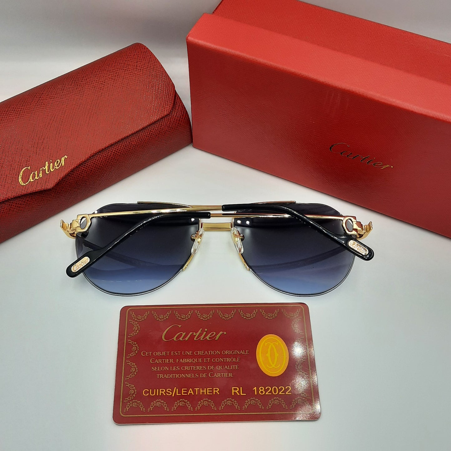 Solaires: CARTIER semi percé CT0427S doré noir