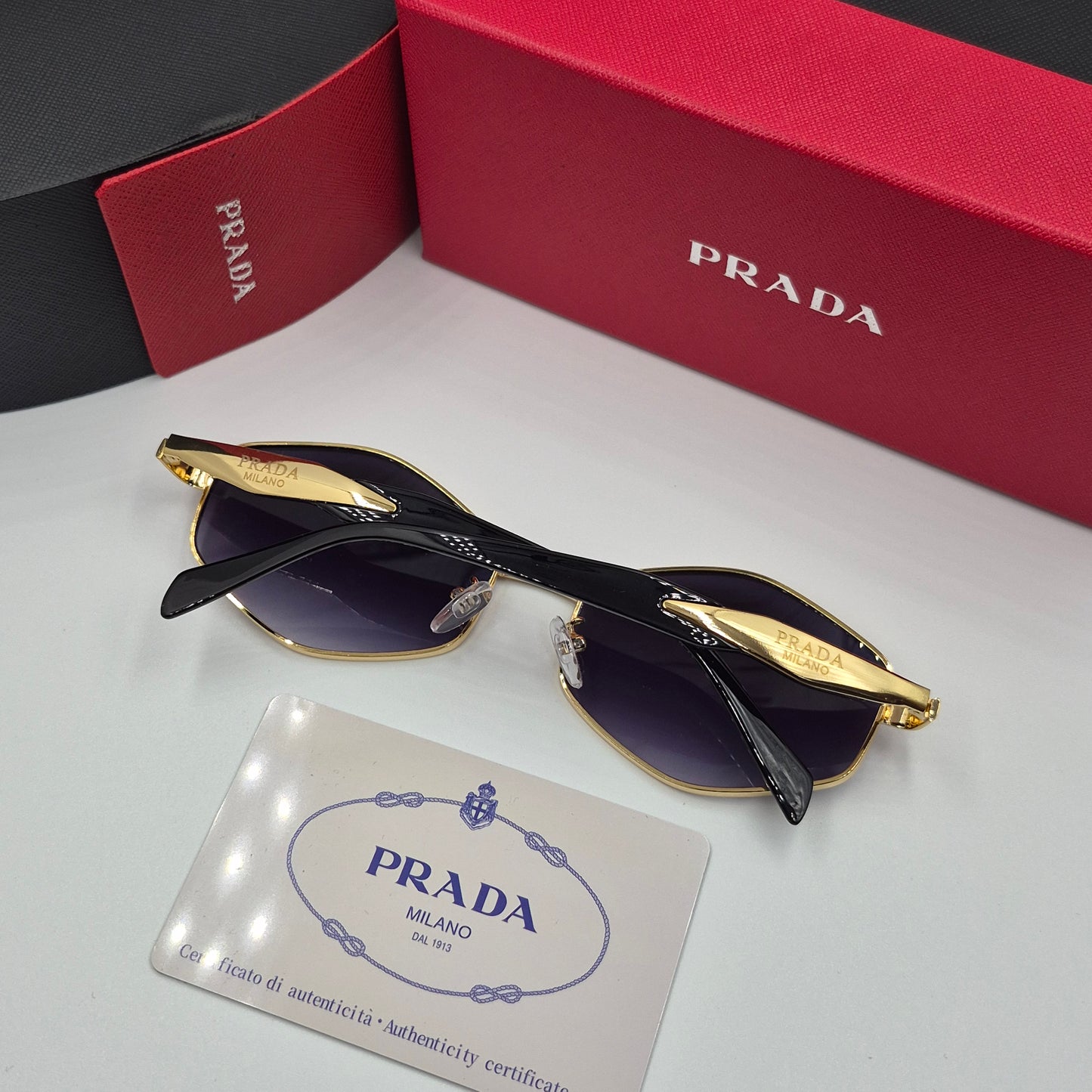 Solaires: PRADA  doré noir havane