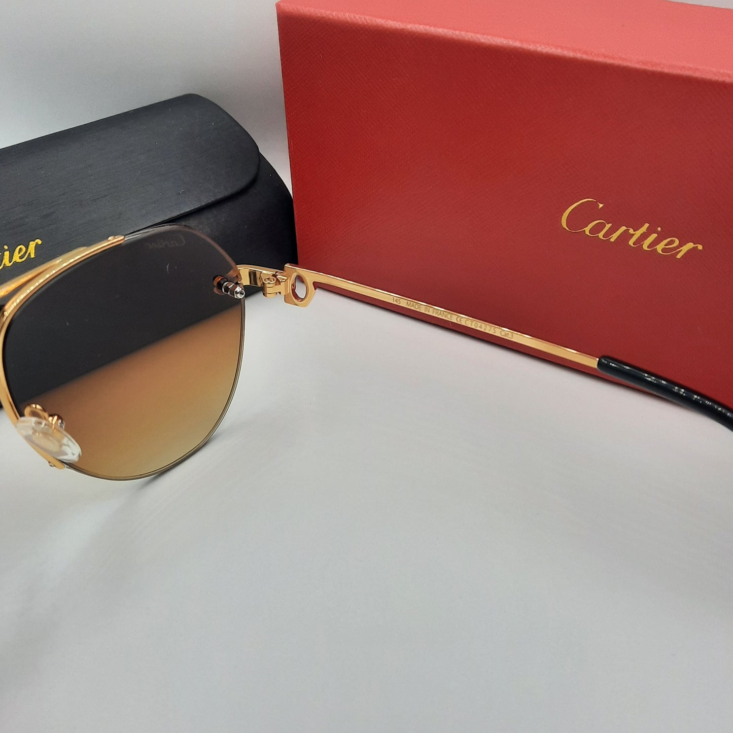 Solaires: CARTIER semi percé CT0427S doré marron