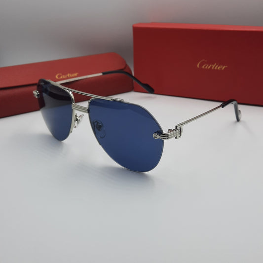 Solaires: CARTIER semi percé CT0427S argenté
