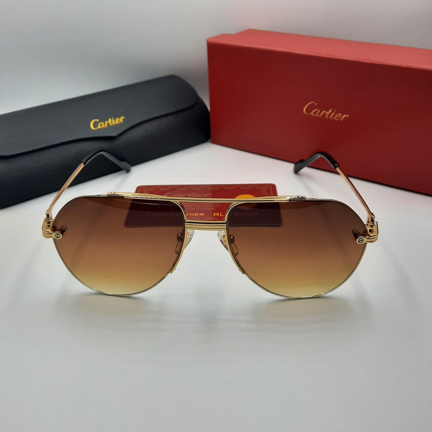 Solaires: CARTIER semi percé CT0427S doré marron