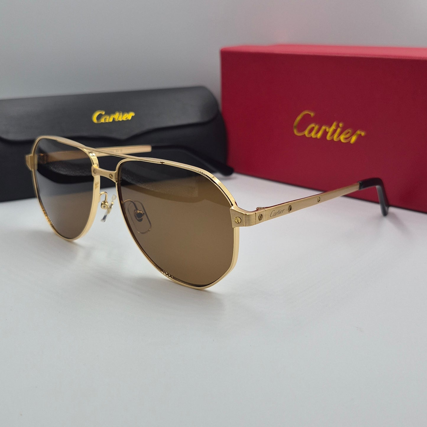 Solaires: CARTIER SANTOS CT0461S doré marron