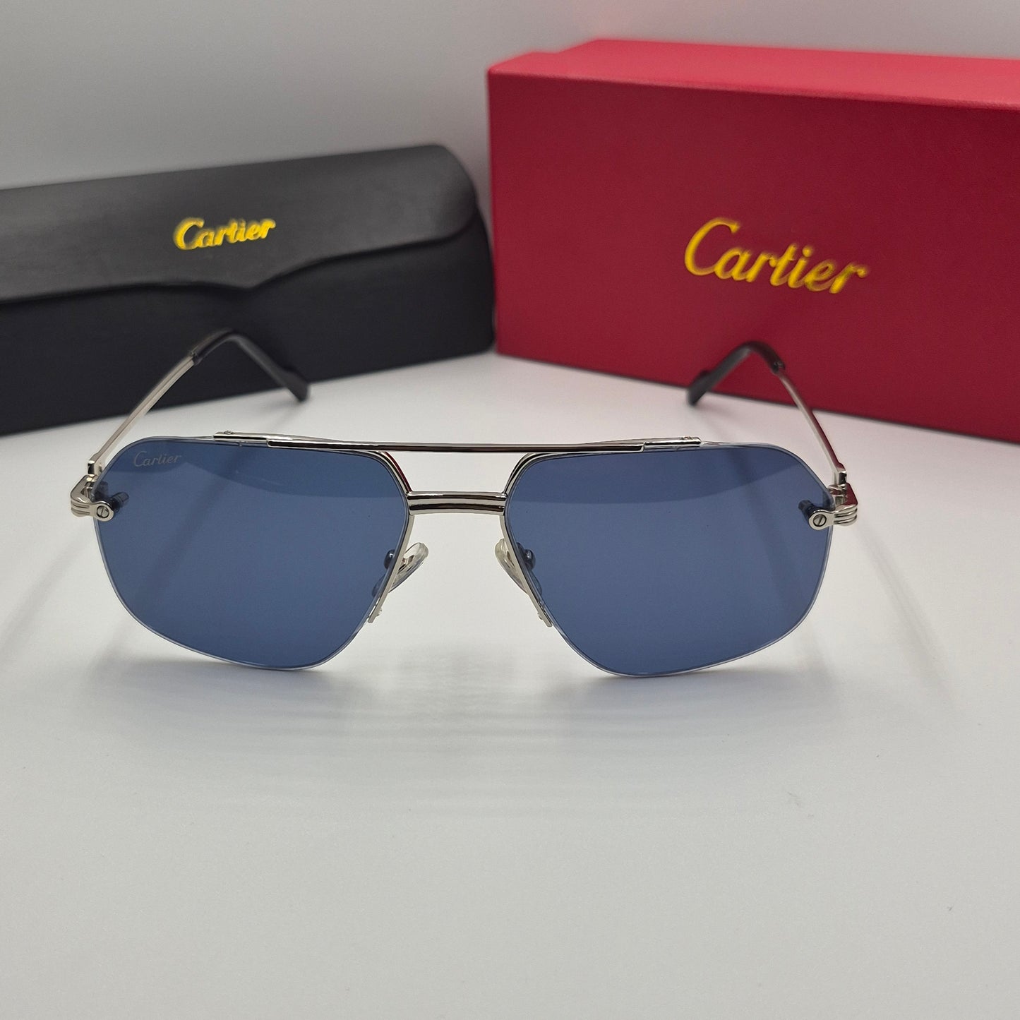 Solaires: CARTIER CT0426S santos dumont bleu argent
