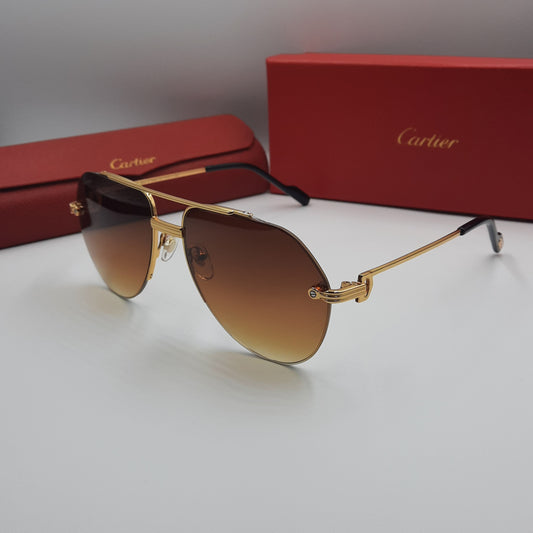 Solaires: CARTIER semi percé CT0427S doré marron