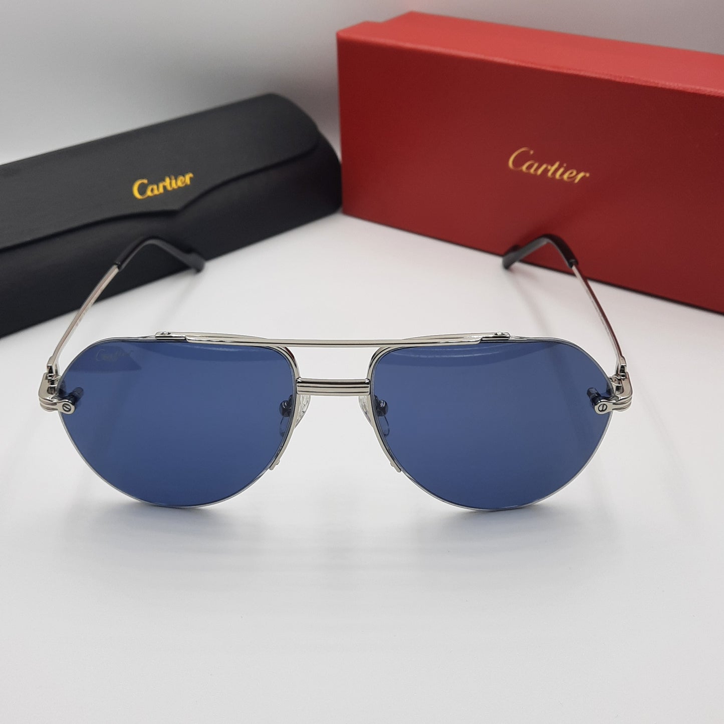 Solaires: CARTIER semi percé CT0427S argenté