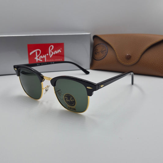 Solaires: Clubmaster RB-3016 Noir/Or/Vert